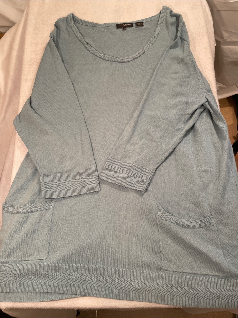 JEANNE PIERRE 100% Cotton Light Blue Long Sleeve Tunic Top